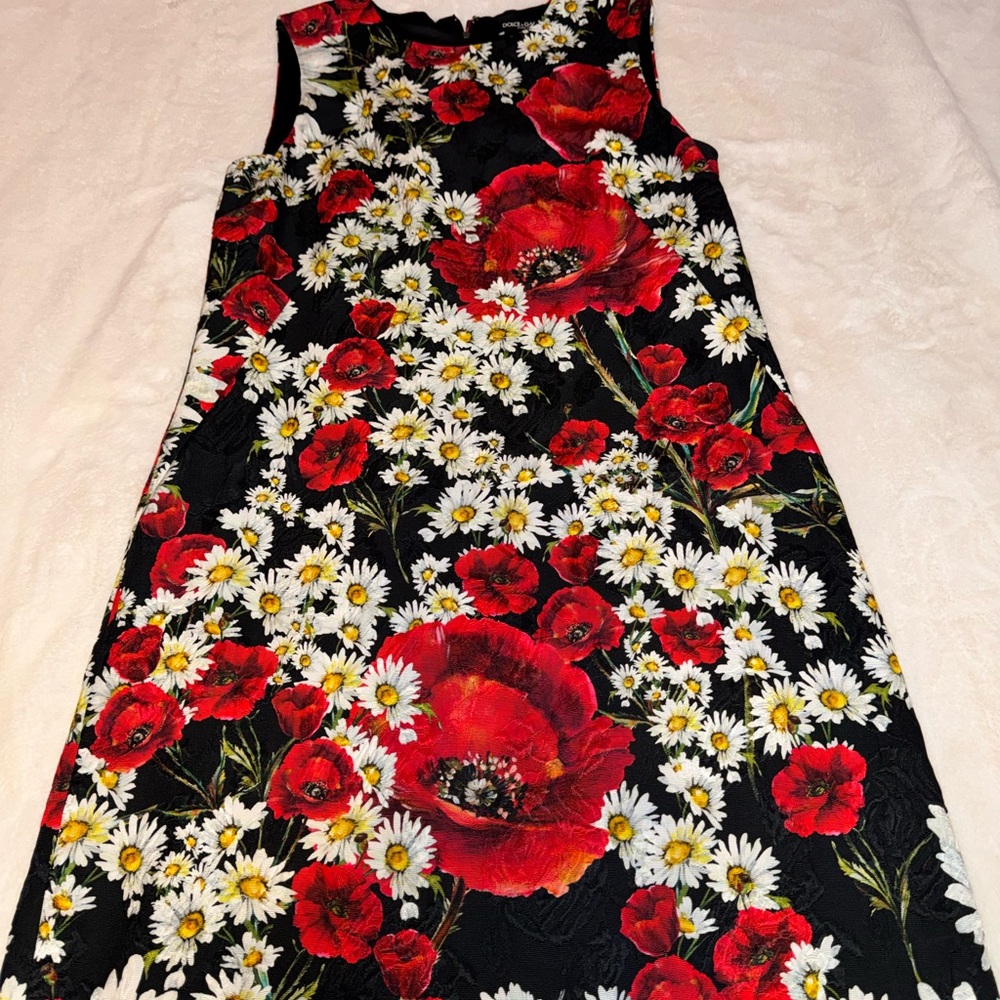 Dolce & Gabbana Black Dress with Red and White Floral Design - Picture 4 of 17